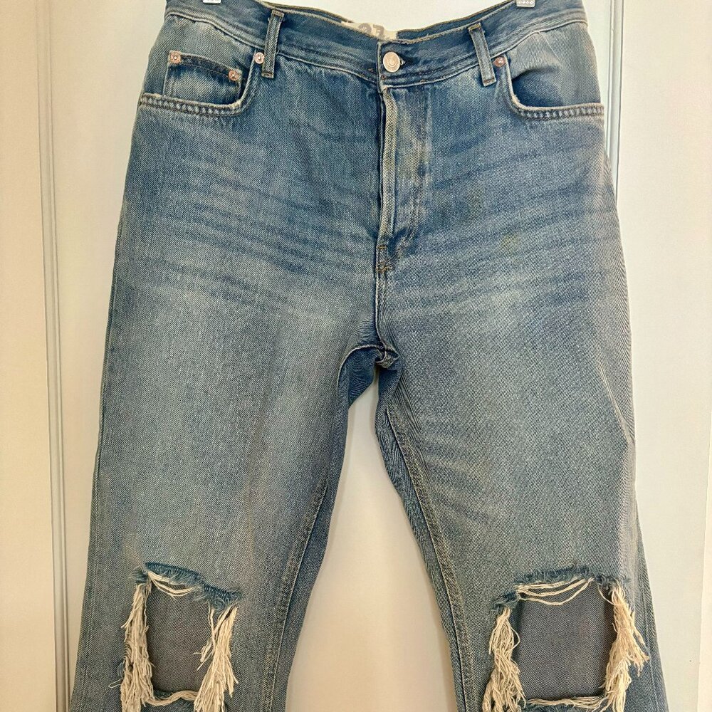 Free People Distressed Boyfriend Jeans, Size 27